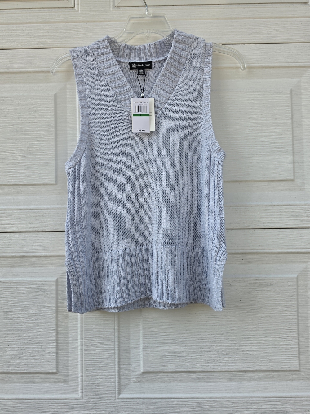 NWT Cable & Guage Light Blue Marl V-Neck Sweater Vest